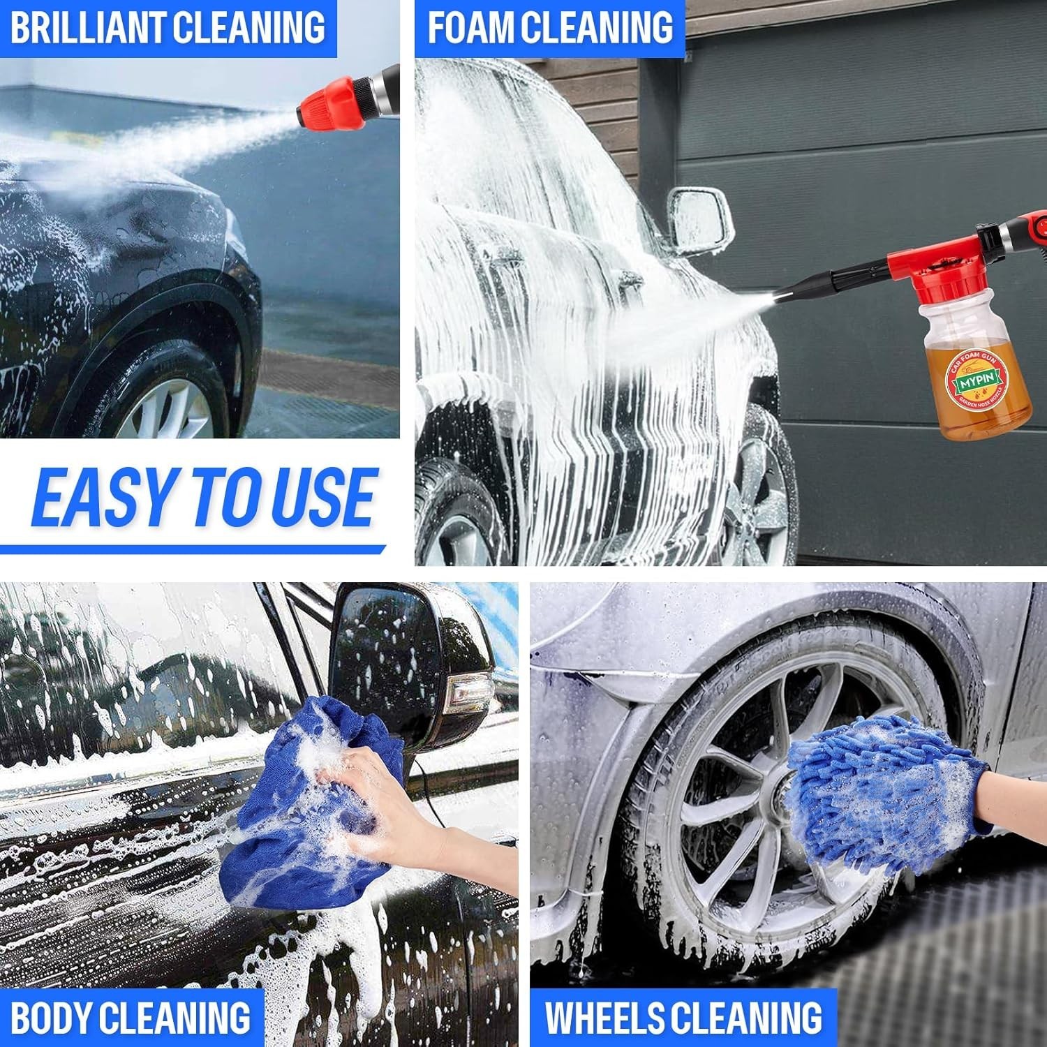 16-in-1 Car Wash Foam Gun & Garden Sprayer with Adjustable Pressure 2.5-6 Bars