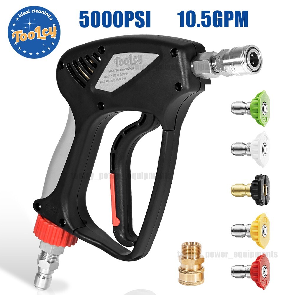 TOOLCY 5000 PSI Car Washer Gun Pressure Washer Gun 3/8″ Plug for Hot Water