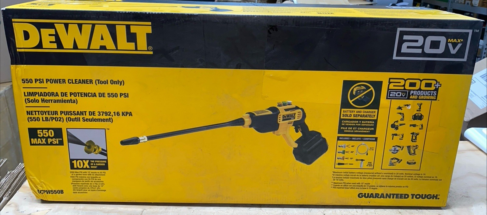 DEWALT DCPW550B 20V 550 PSI Power Cleaner Pressure Washer