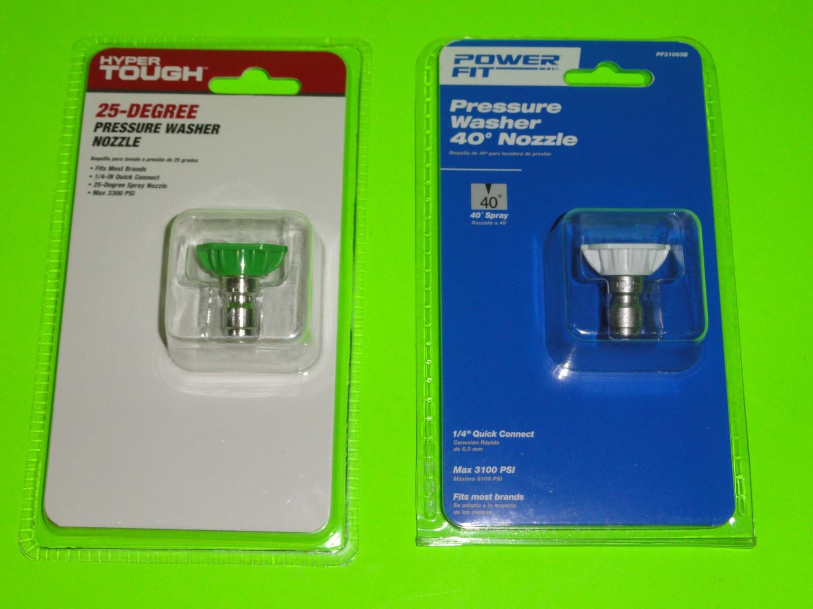 (Lot of 2) Pressure Washer 25 + 40 Degree Spray Nozzle Tip 1/4″ Quick Connect