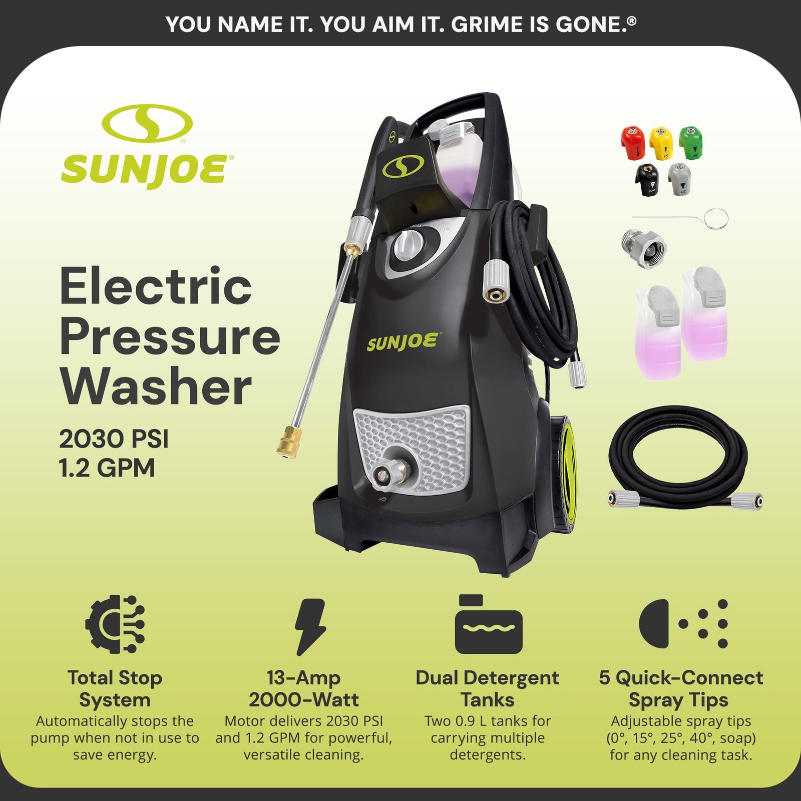 Sun Joe Electric Pressure Power Washer, Heavy-Duty 2500 Max PSI (2030 PSI PWM…