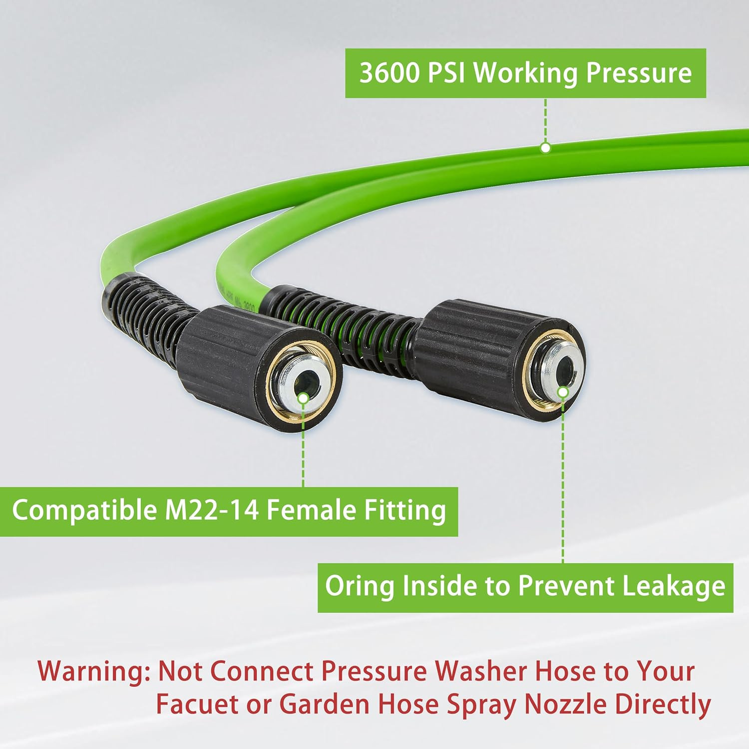 PWACCS Pressure Washer Hose 50 FT X 1/4″, Power Washer Hose Kink Resistant, High