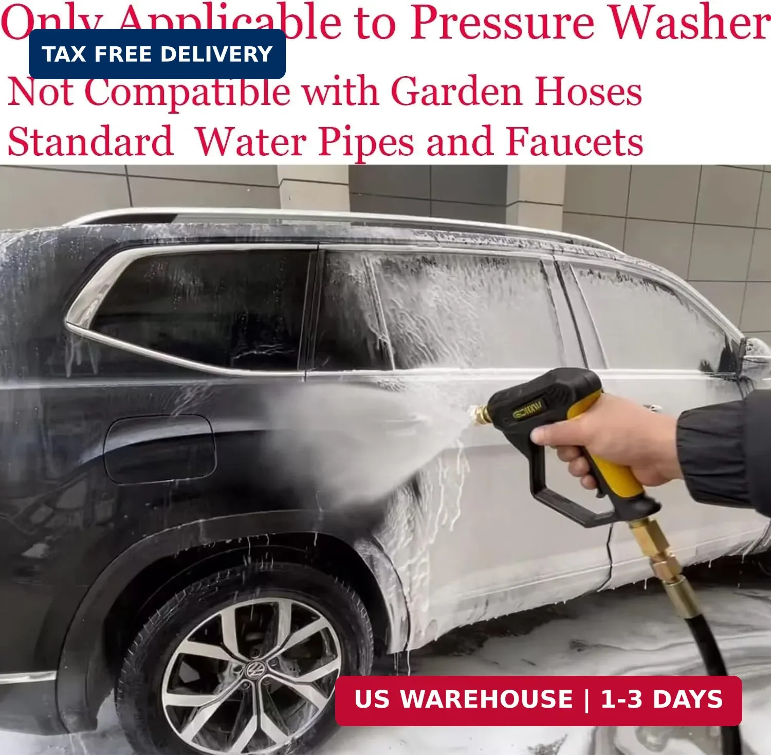 GDHXW X-887 High Pressure Washer Gun with Foam Cannon 2 Adapter 7 Pressure Washe