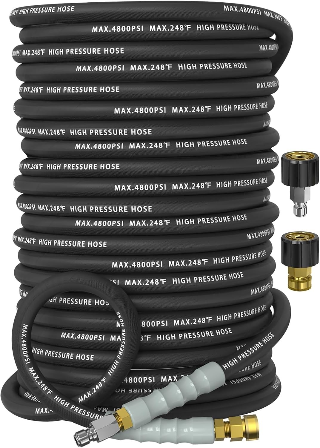 Ultra-Flexible 200FT 3/8″ High Pressure Washer Hose, 4800 PSI with M22 Fittings