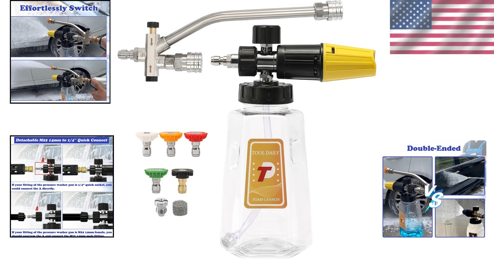 Durable Pressure Washer Foam Cannon with 1/4″ Quick Connect & Easy-Fill Design