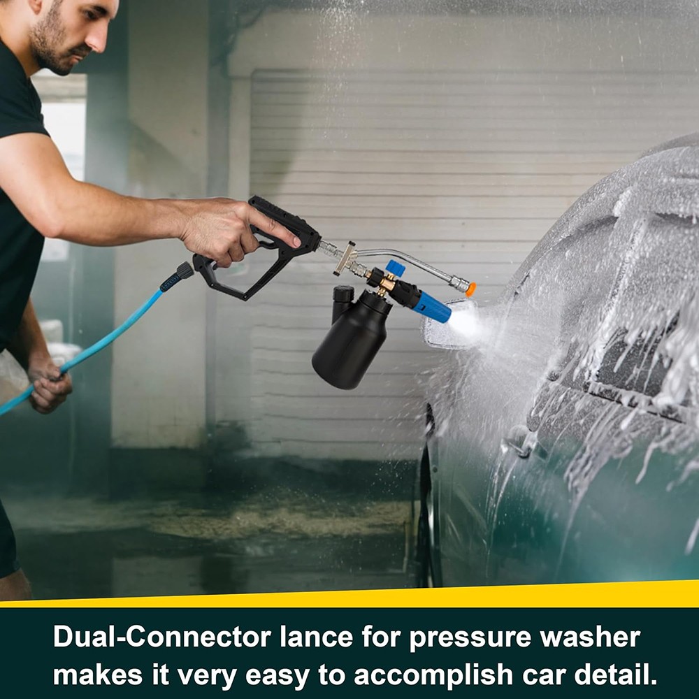 Foam Cannon Dual Connector Pressure Washer Foam Blaster 1/4″” Lance Nozzle NEW