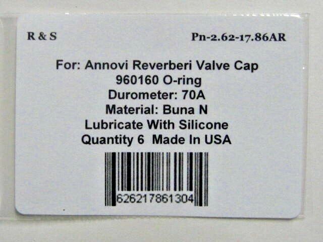 6 Compatible Annovi Reverberi Valve Cap 960160 O-rings / R&S 2.62-17.86AR