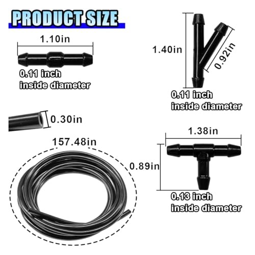 Universal Car Windshield Washer Hose Kit, 4M/13Ft Rubber Washer Fluid 31PCS