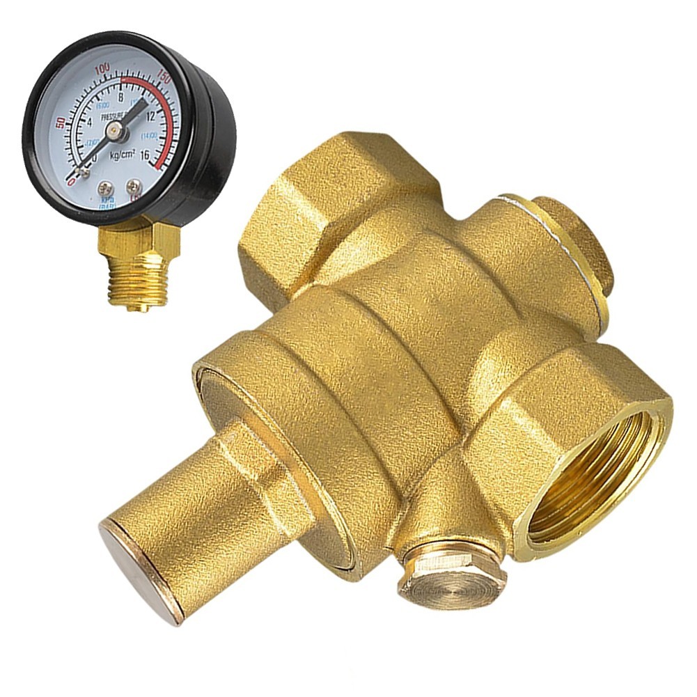 Long Lasting Brass Water Pressure Regulator with Integrated Gauge 3/4 Inch