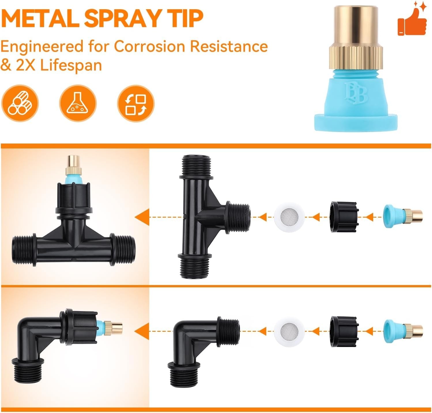 Metal Boom Wand 6 Nozzle with 3/8 Brass Fitting