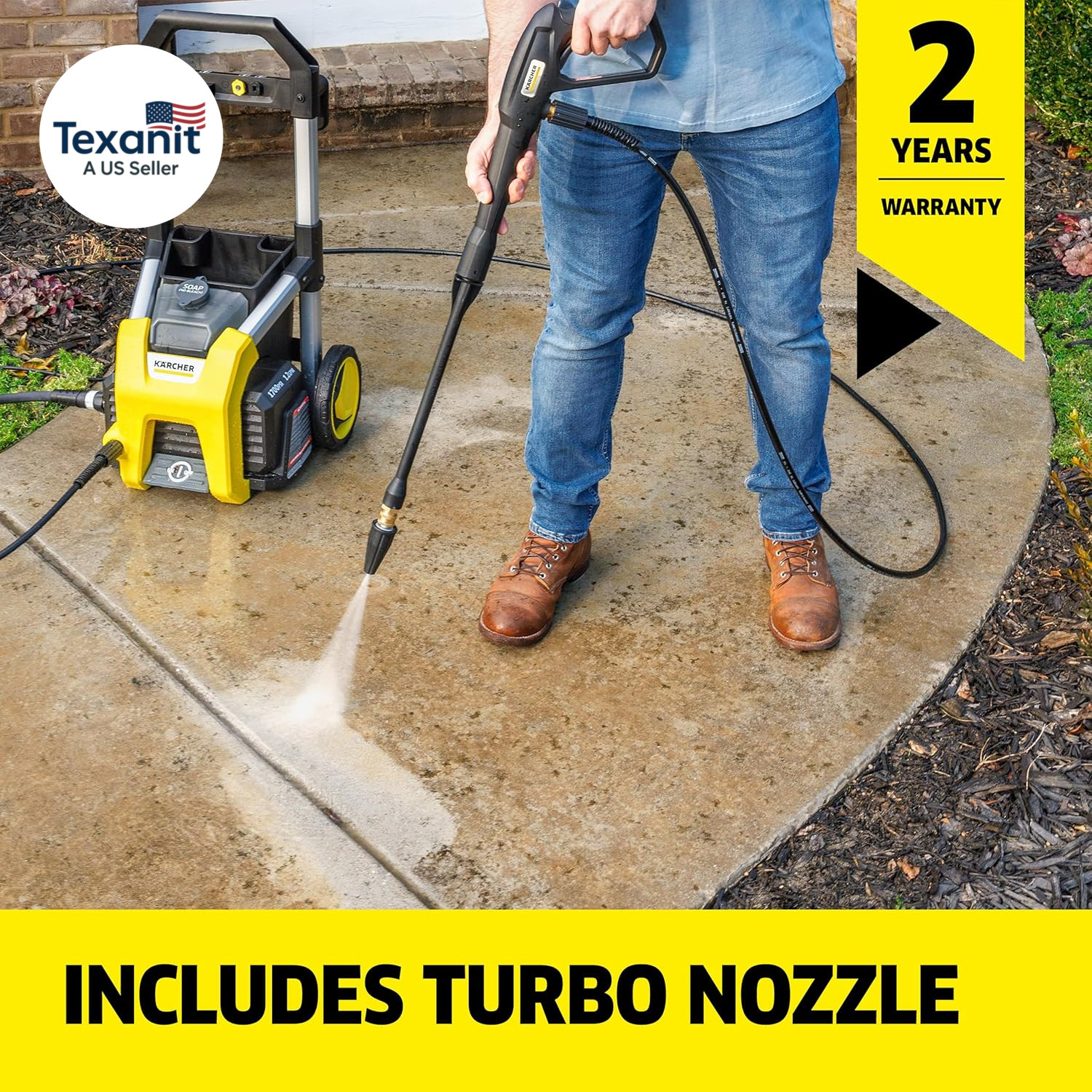 Kärcher Pressure Washer K1700, CETA Certified, 3 Spray Nozzles, Detergent Tank,