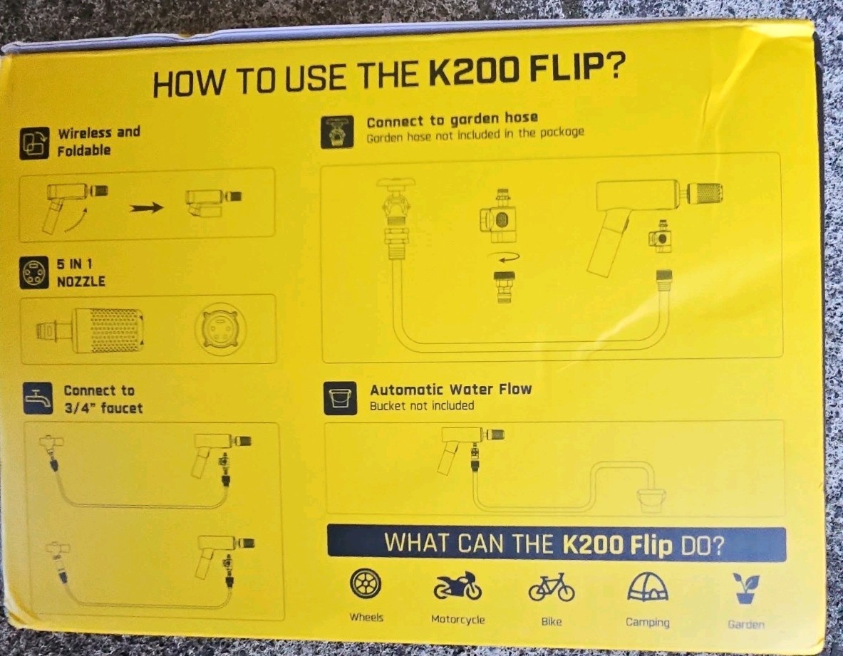 Fanttik K200 Flip Cordless Portable Pressure Washer 5-in-1 Nozzle/New Sealed