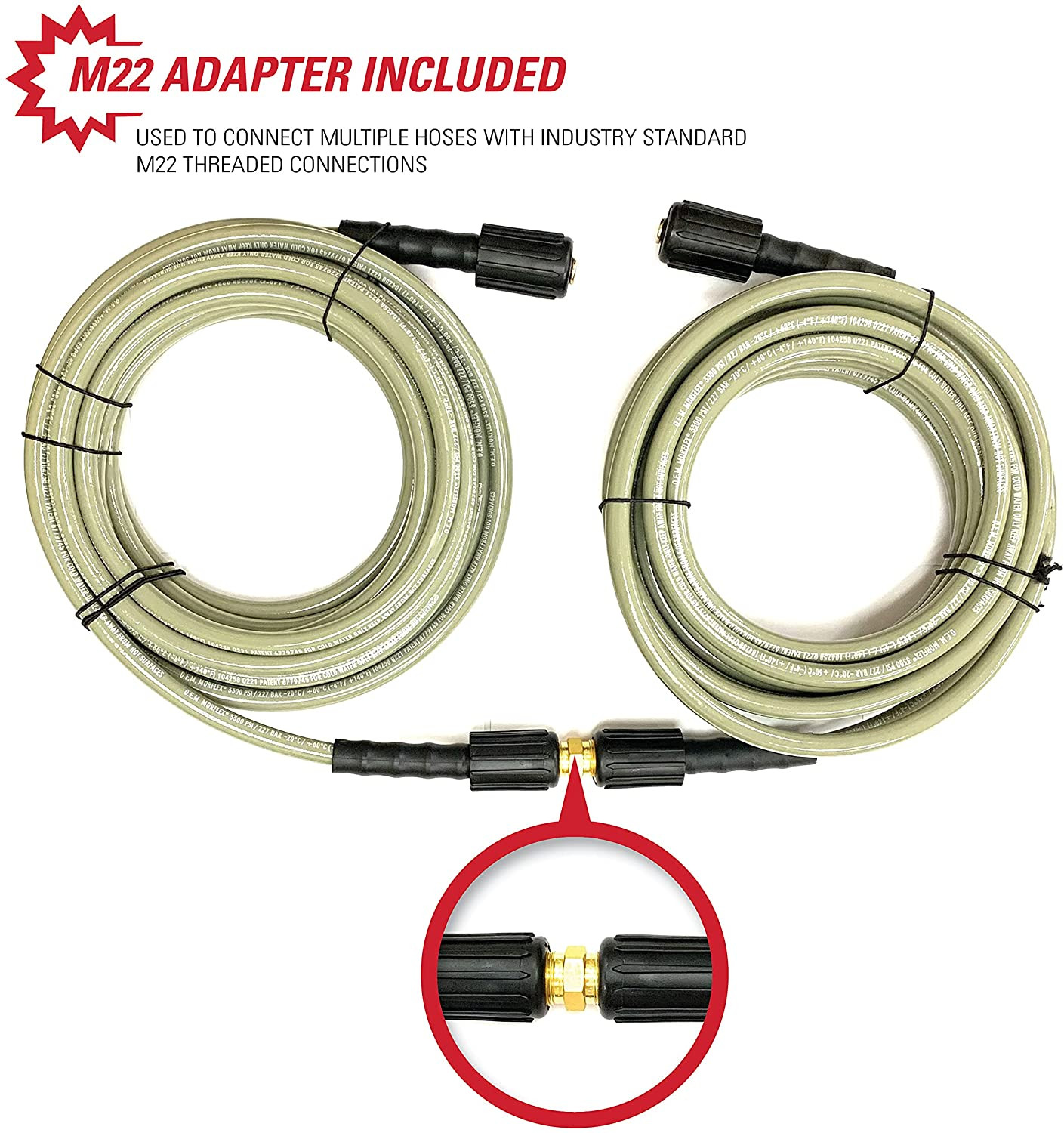 Simpson Cleaning 40224 Morflex Series 3300 PSI Pressure Washer Hose, 1/4″ by 25′