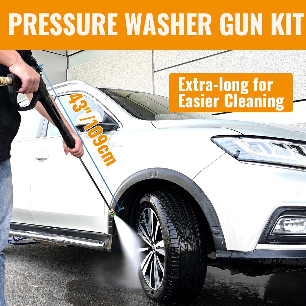 YAMATIC Pressure Washer Gun Wand with Swivel 3/8″ Plug & M22 Coupler, 5 Nozzles