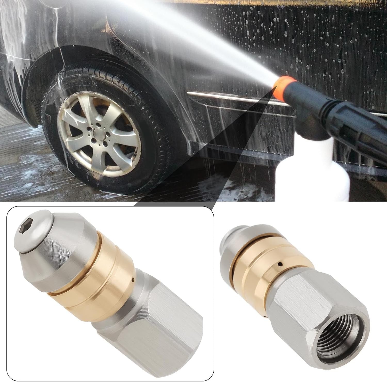 1Pc 1/8 Inch Rotering Pipe Cleaning Nozzle Stainless Steel Sewer Pipe Water