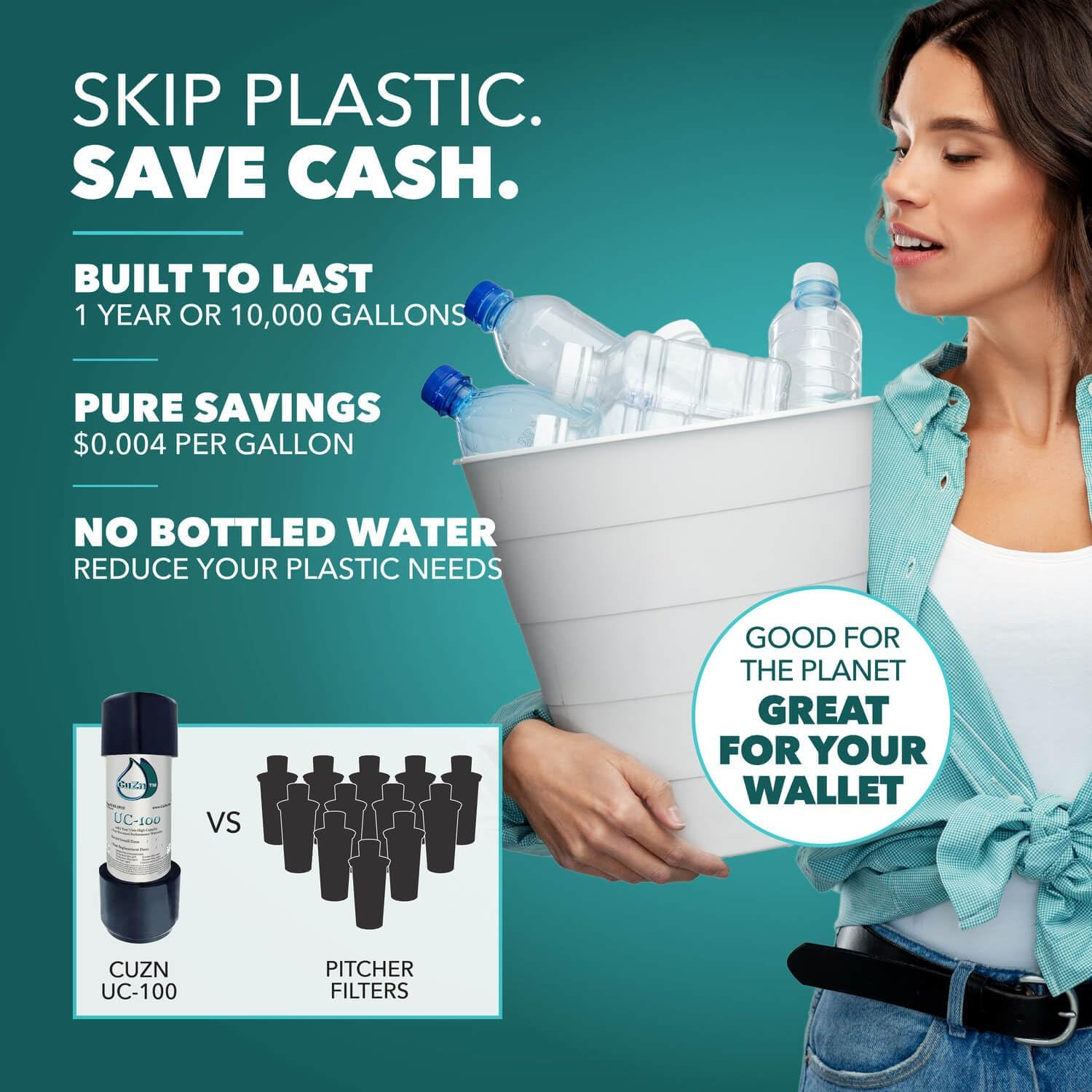 under Sink Water Filter for Sink Faucet, 10K Gallons or 1 Year Filtration Life,