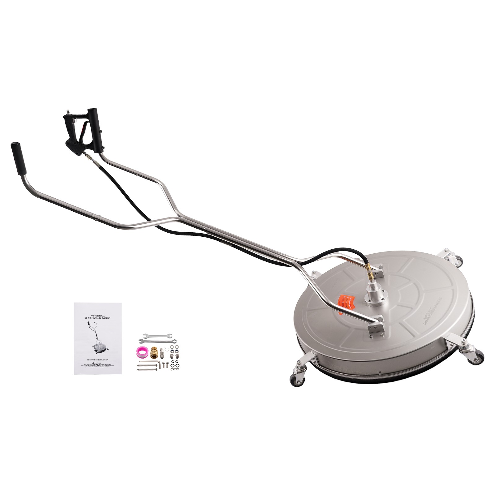 30″ Concrete Cleaner for Pressure Washer 6000 PSI 4 Wheel Stainless Steel