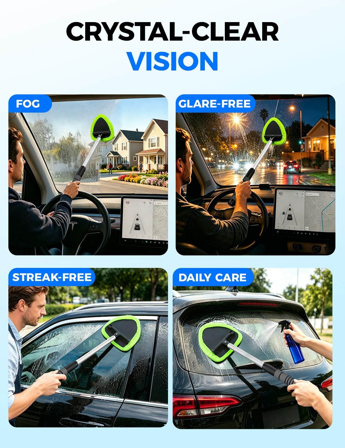 XINDELL Interior Windshield Cleaner Tool – Car Interior Window Cleaning Kit w…
