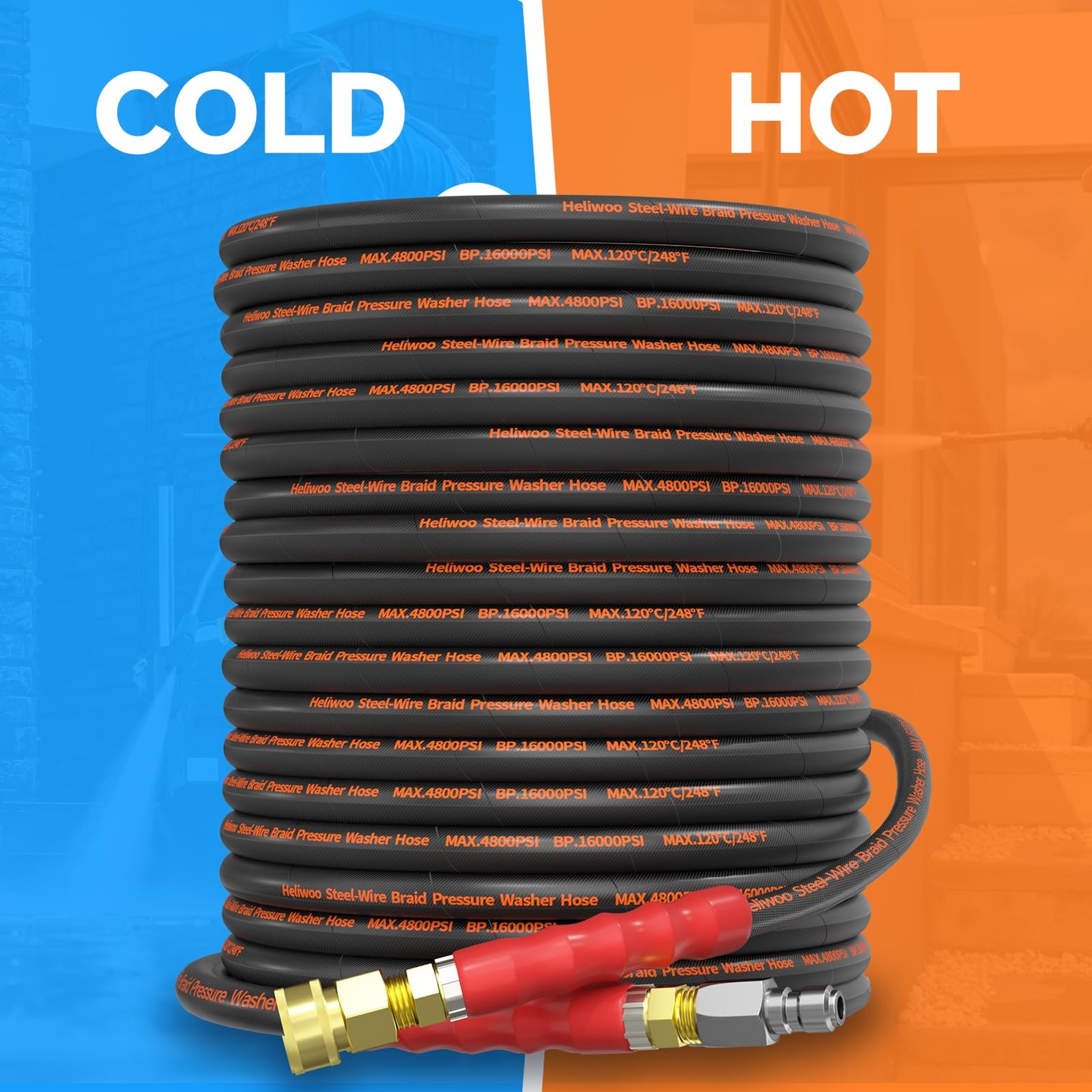 5000PSI Pressure Washer and Hose Kit, 25FT Kink Resistant Steel Braided Power…