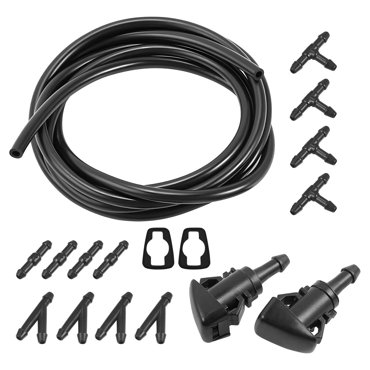 Car Windshield Washer Hose Kit – 5M Tube, Nozzles, Gaskets & 12 Connectors, NEW