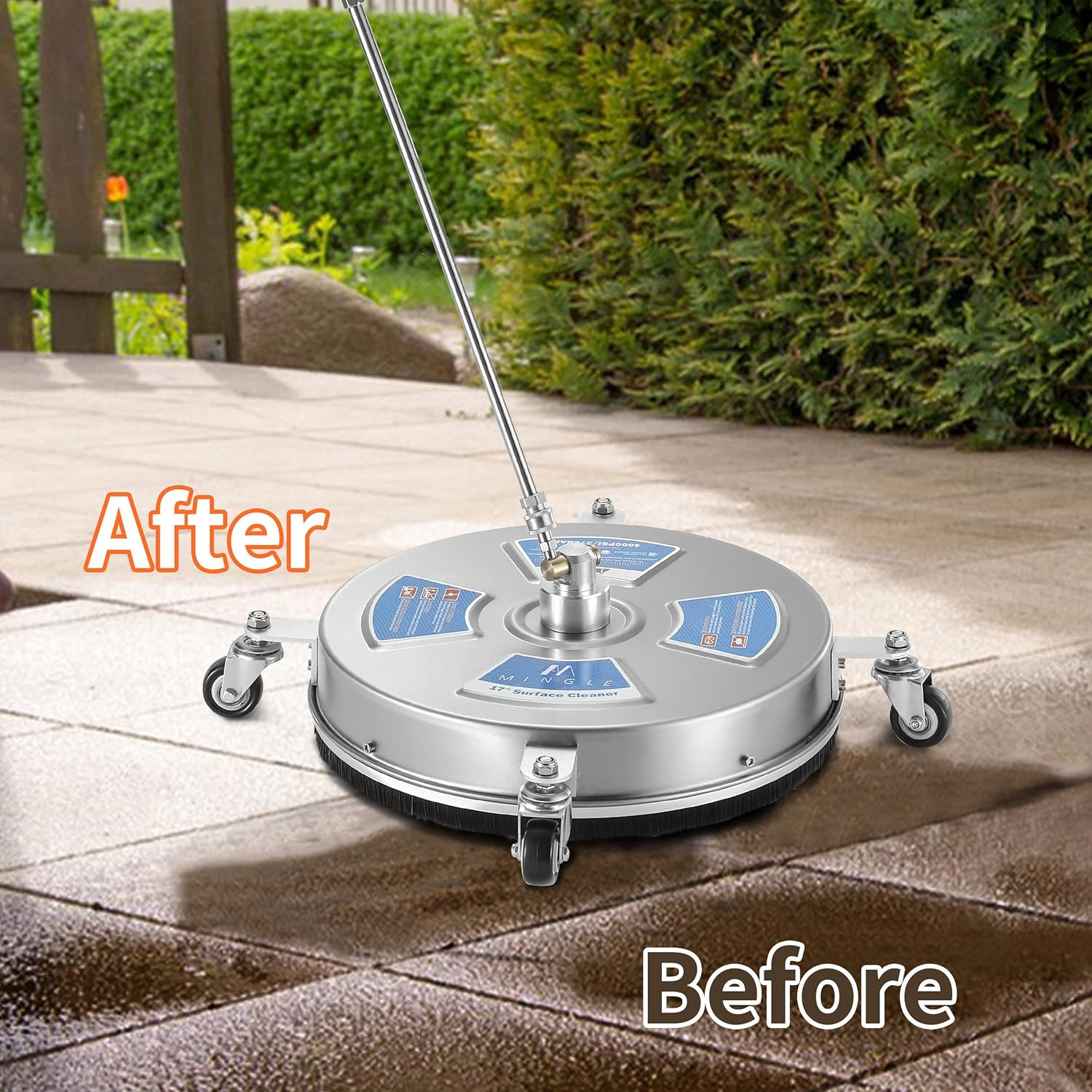 17” Pressure Washer Surface Cleaner, Driveway Pressure Washer Attachments with