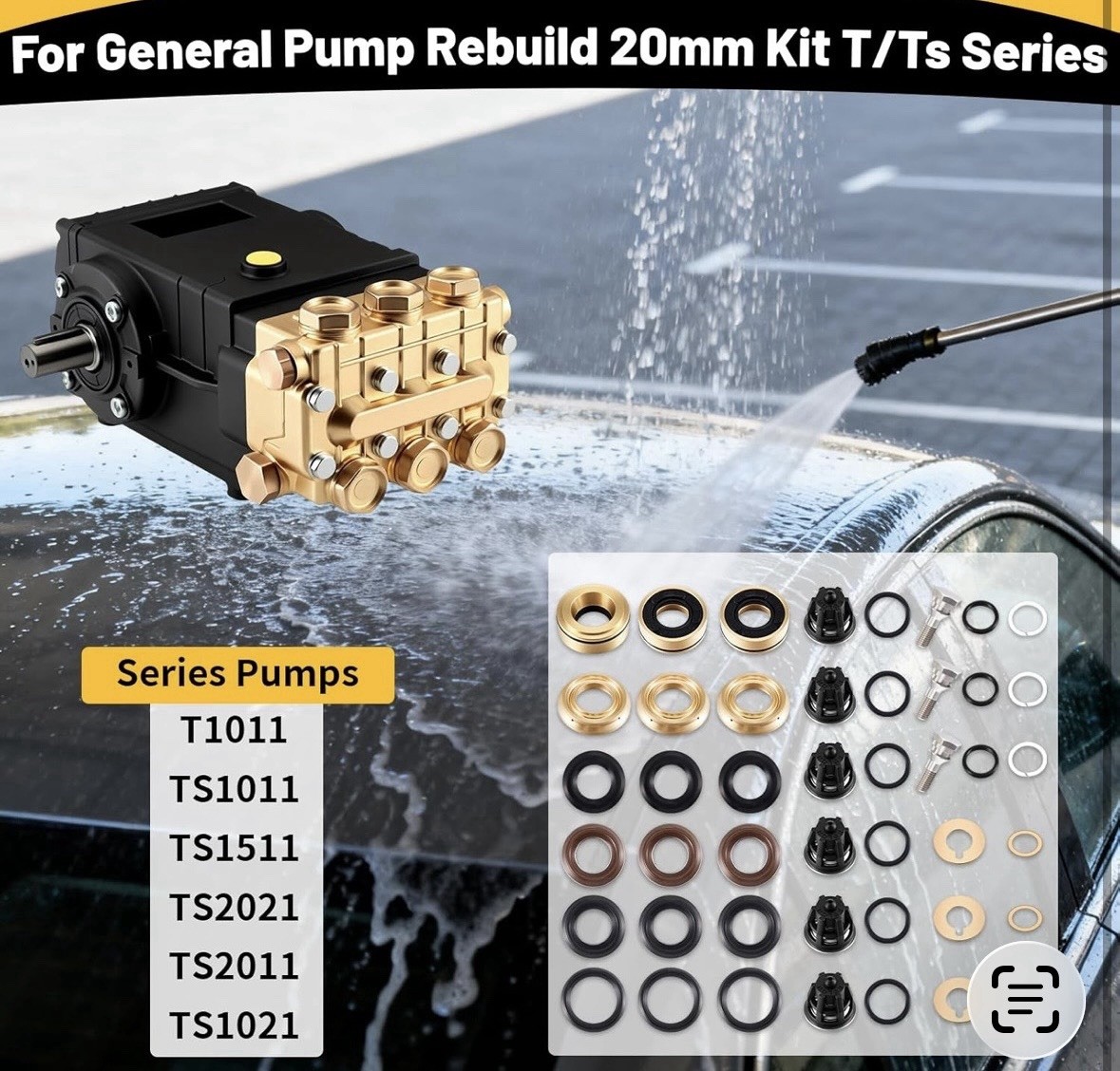 20mm Pressure Washer Pump Rebuild Kit – Compatible Seal Set for T1011 Series