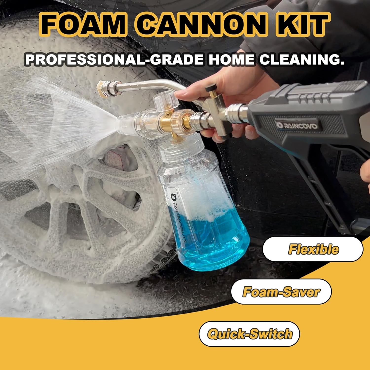 Foam Cannon W/ Short Pressure Washer Gun Dual Connector Accessories Snow Soap