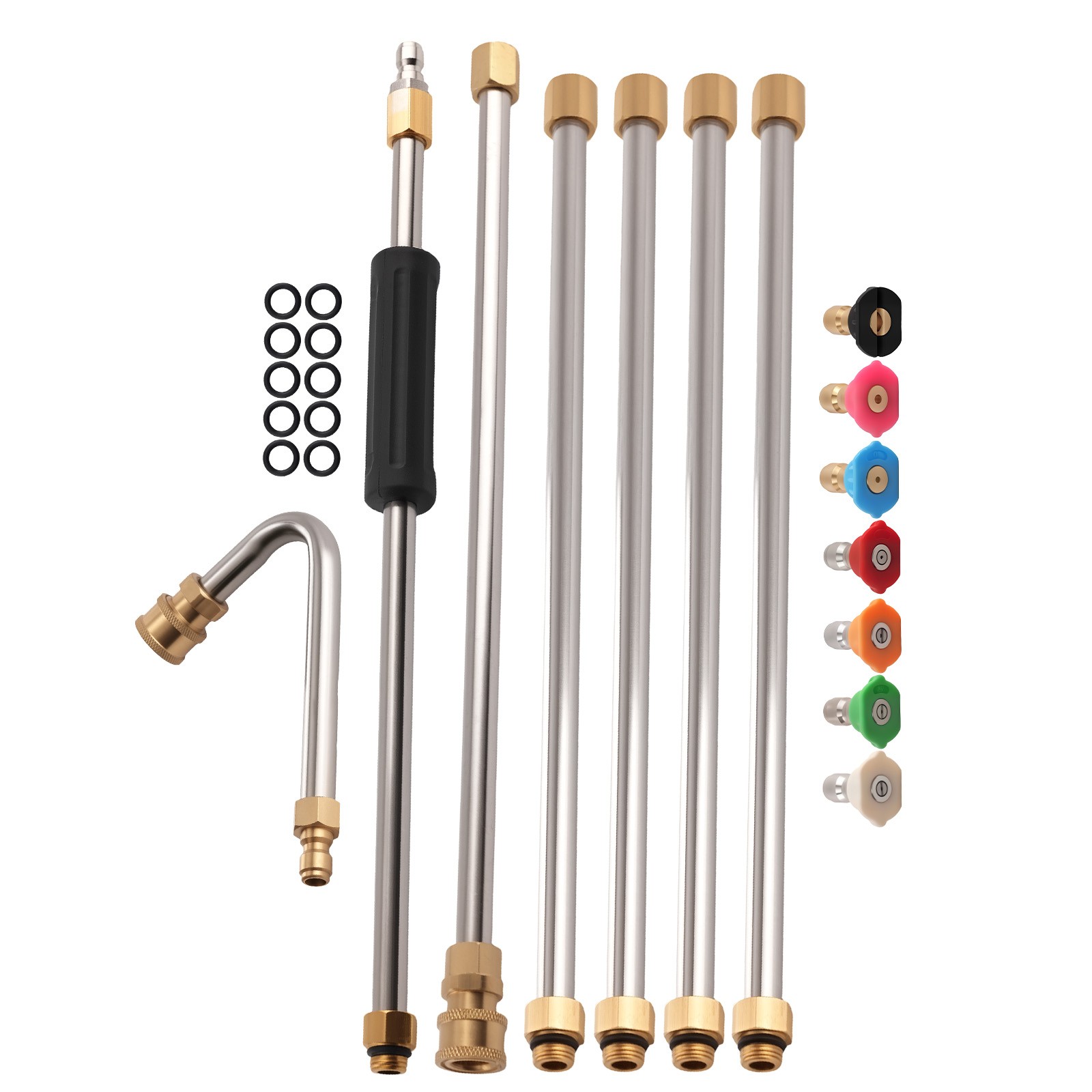 15in Pressure Washer Extension Wand Cleaning Lance Stainless Steel w/ 7 Nozzles