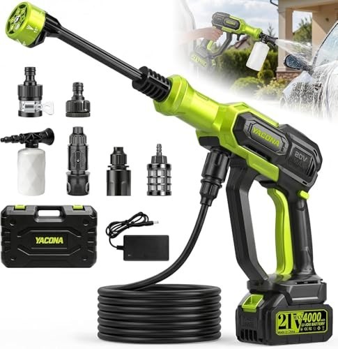 Portable Cordless Handheld Washer – 3 Modes, 23FT Hose & 6-in-1 Nozzle for Car,