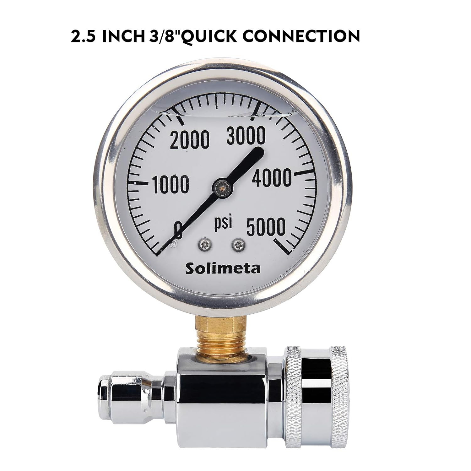 2-1/2″ Pressure Washer Pressure Gauge Kit, 3/8 Inch Quick Connect, 5000 psi Pres