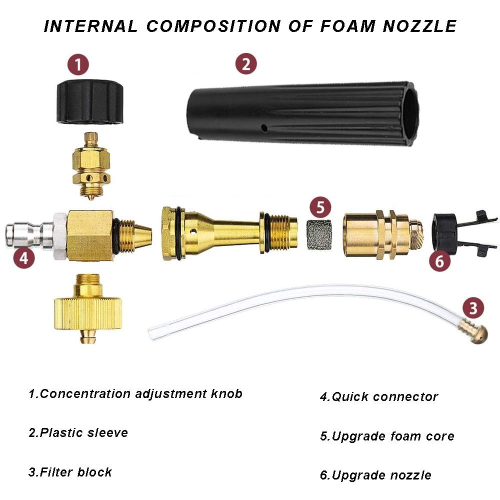 Foam Cannon with 1/4 Inch Quick Connector, 1 Liter Bottle, Professional Grade…