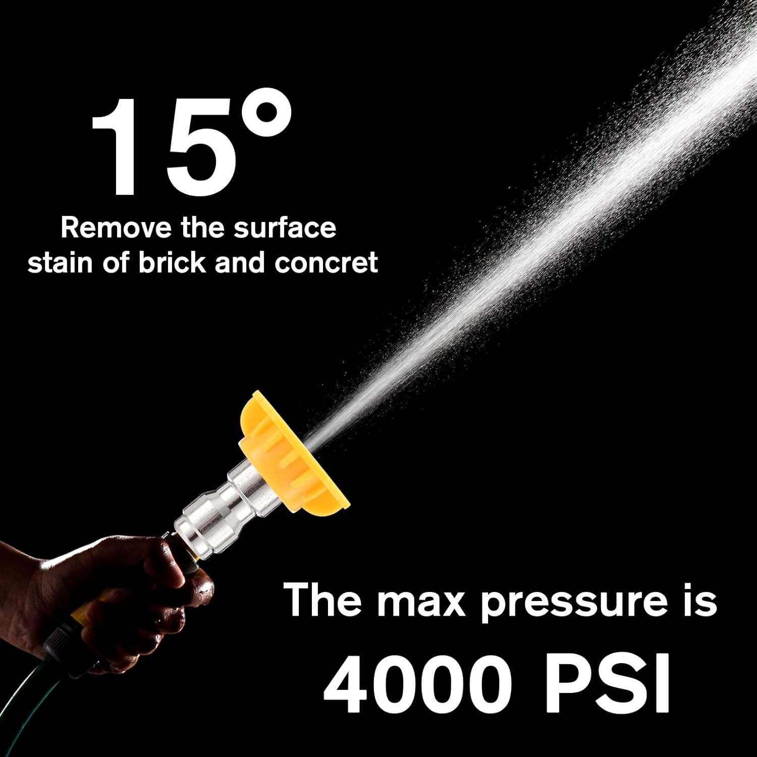 1/4 Inch Pressure Washer Nozzle Tips Quick Connector 2.5 Gpm 4000 Psi Power Wash
