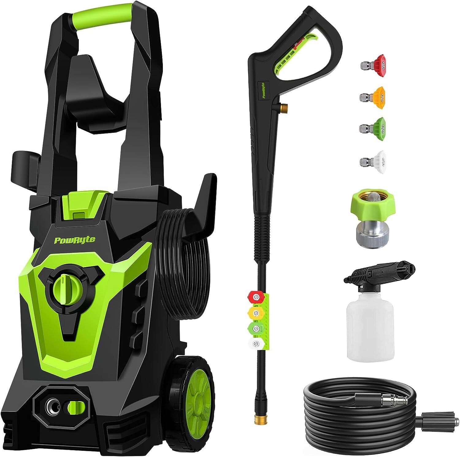 PowRyte Electric Pressure Washer, Foam Cannon, 2 Different Pressure Tips,3800PSI