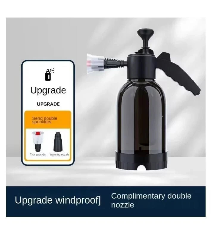 2L Hand Pump Foam Sprayer Snow Foam Cannon Car Wash Bottle w/ 3 Nozzles New