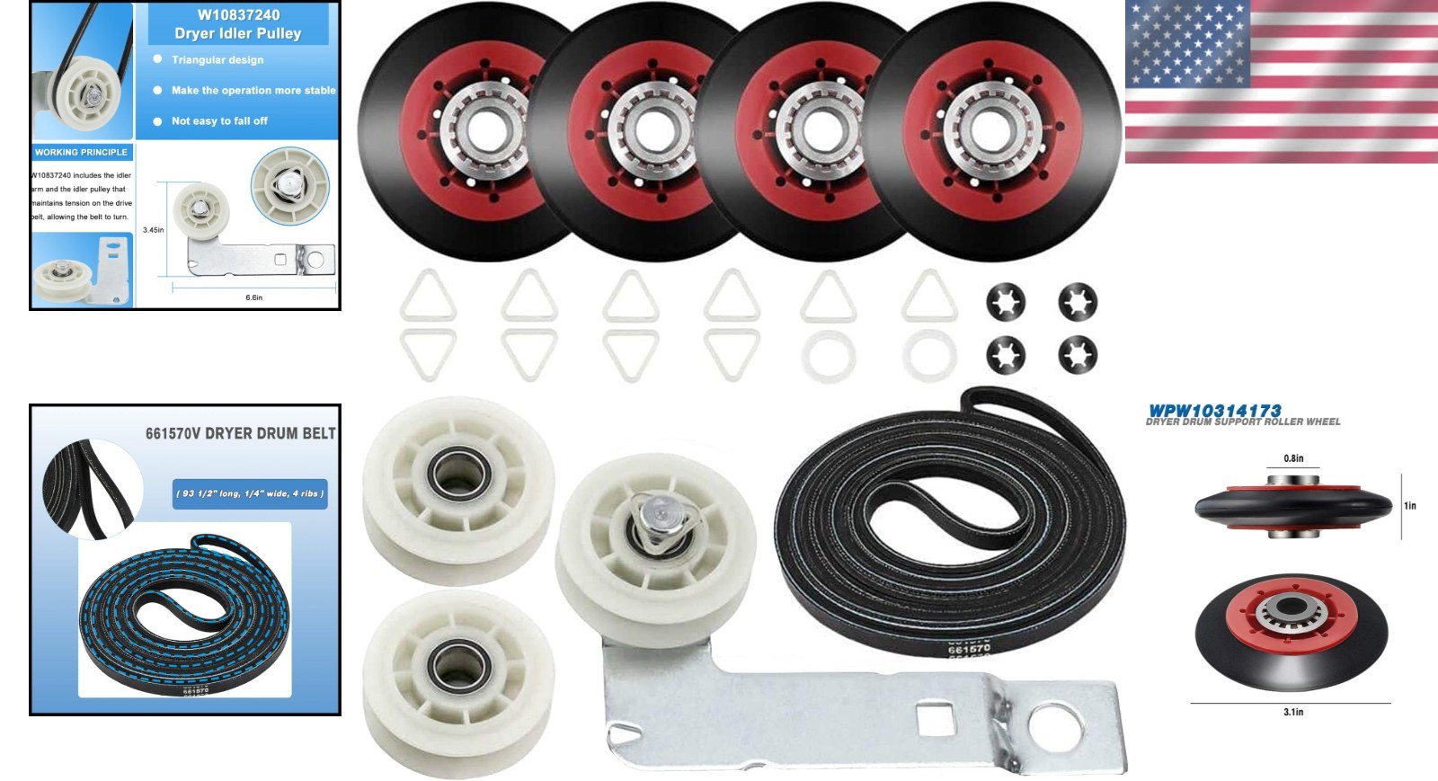 Dryer Maintenance Kit with Drum Roller & Belt