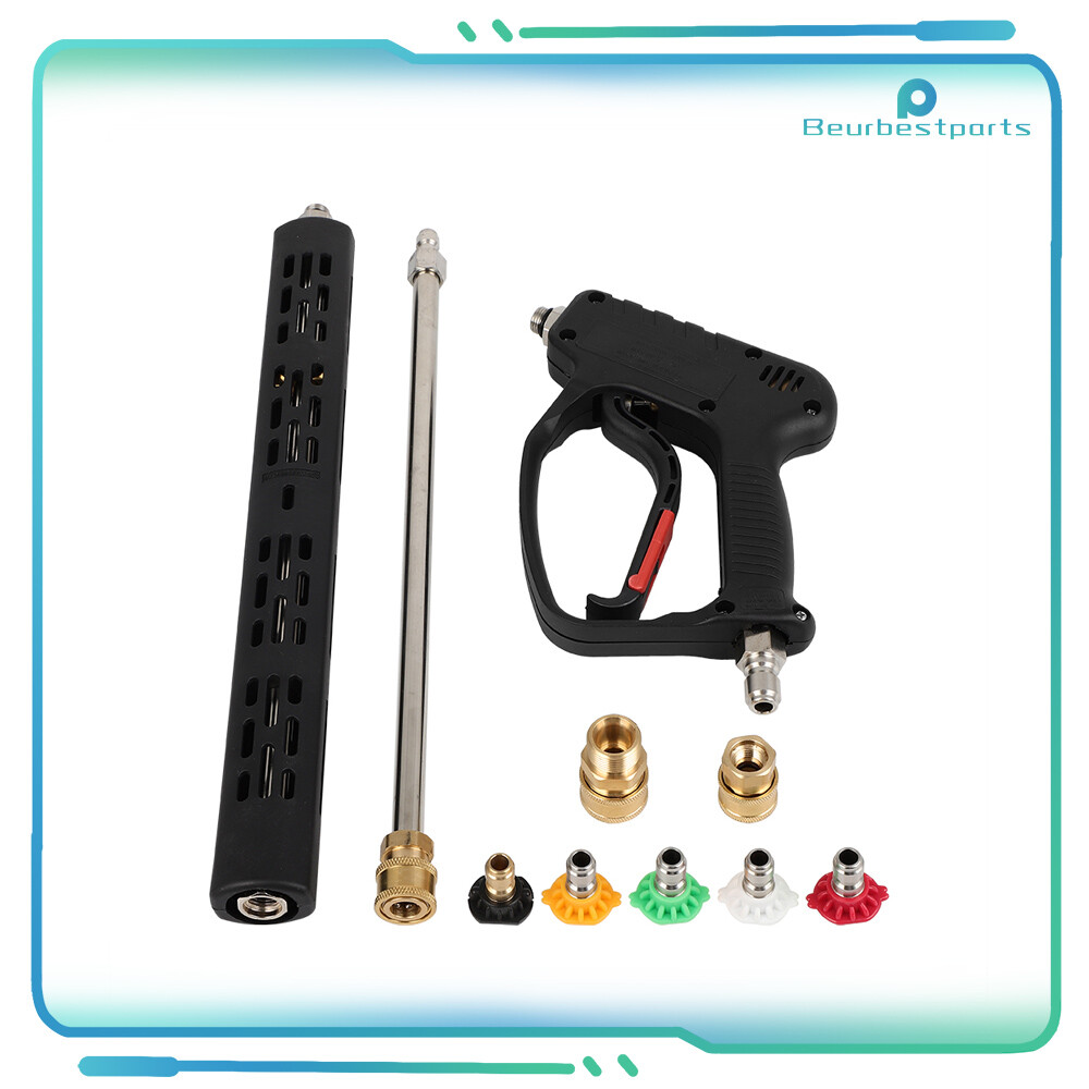 Pressure Washer Gun w/Extension Wands Swivel Quick Connect M22-14mm 3/8″ 4500psi