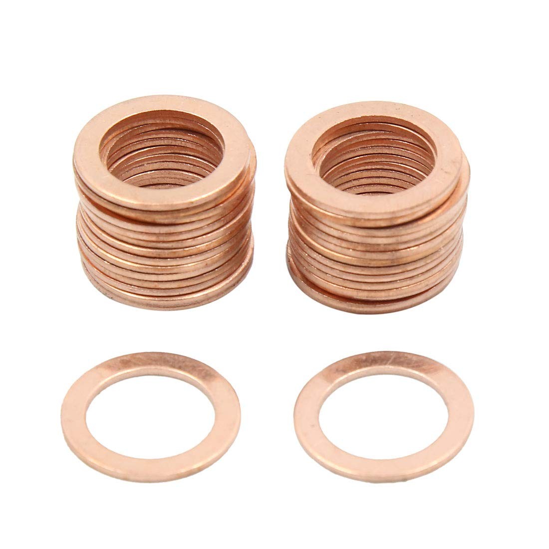 13mm Inner Dia Copper Crush Washers Flat Car Sealing Gaskets Rings 30pcs