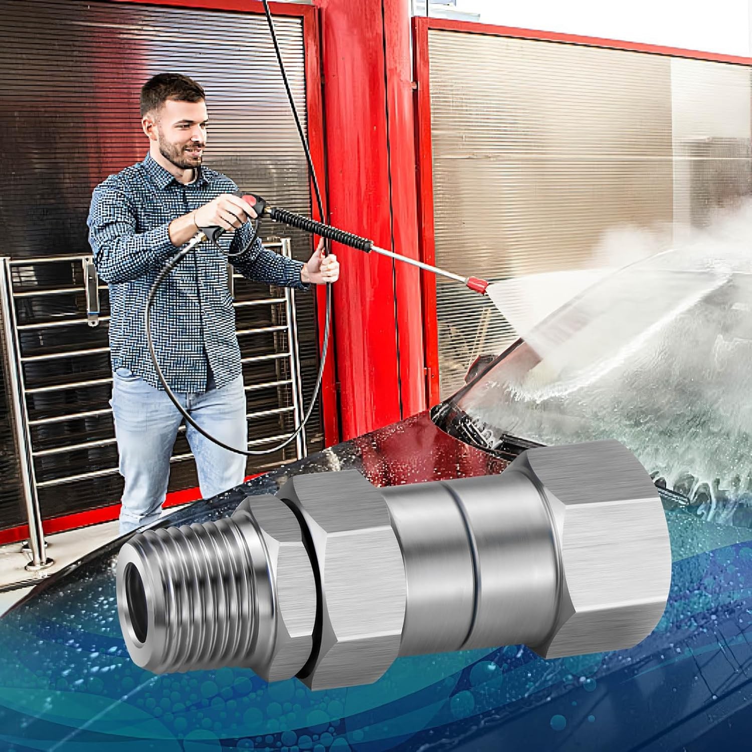 2 PACK Pressure Washer Swivel 3/8″ NPT Stainless Steel, 360° Rotating Kink Free