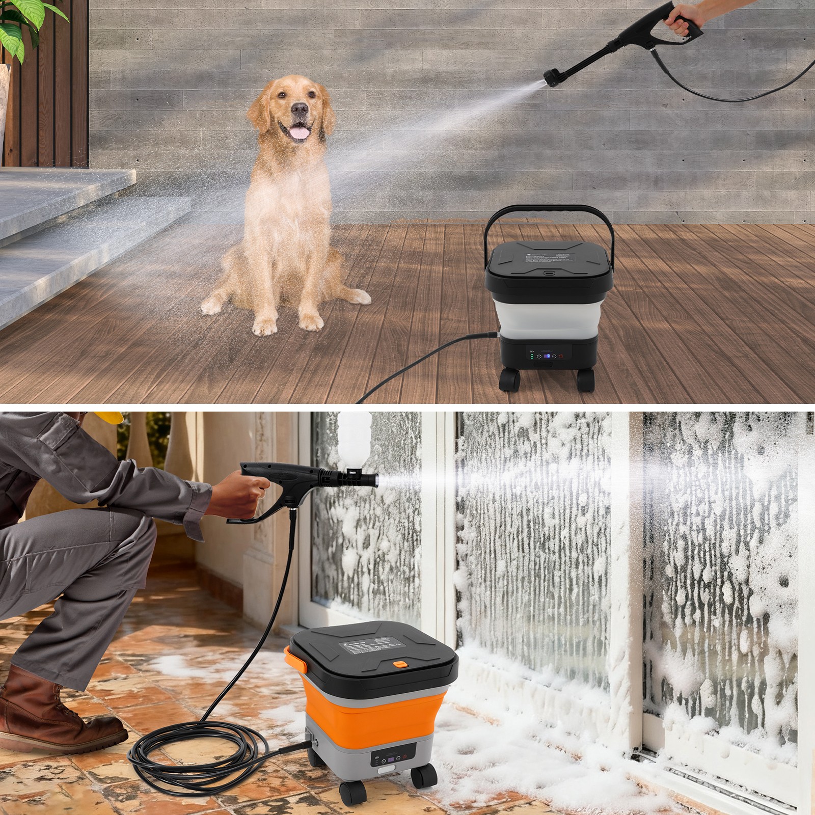 7 Gears Multifunction Pressure Washer Foldable Car Wash Machine 2-Color-Select