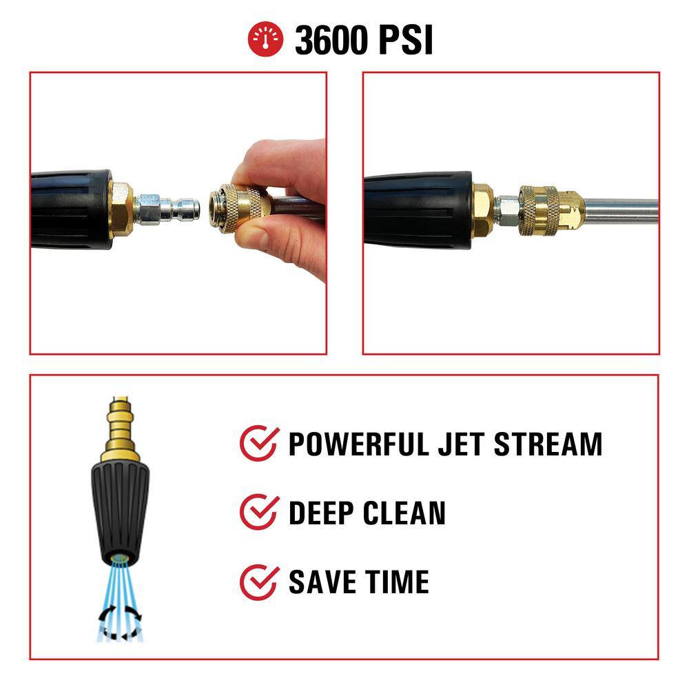 Universal Turbo Nozzle with QC Connections for Hot/Cold Water 3600 PSI Pressure