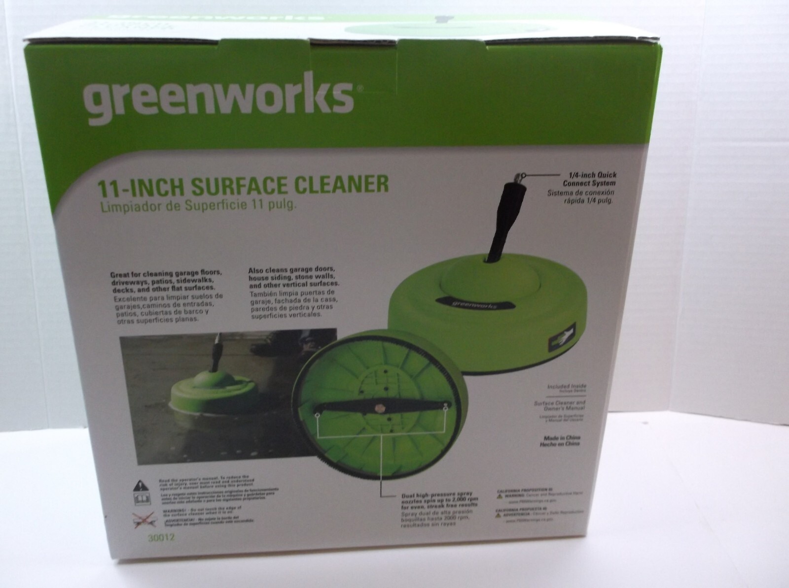 New Greenworks11 inch Surface Cleaner Universal Pressure Washer Attachment 30012