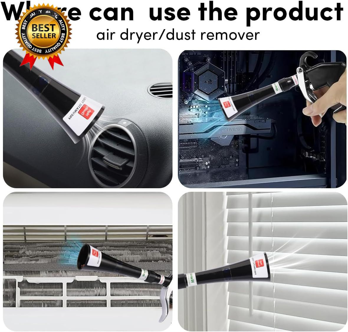 Tornado Air Blow Gun for Car Detailing High Pressure Dry Cleaning Gun with…
