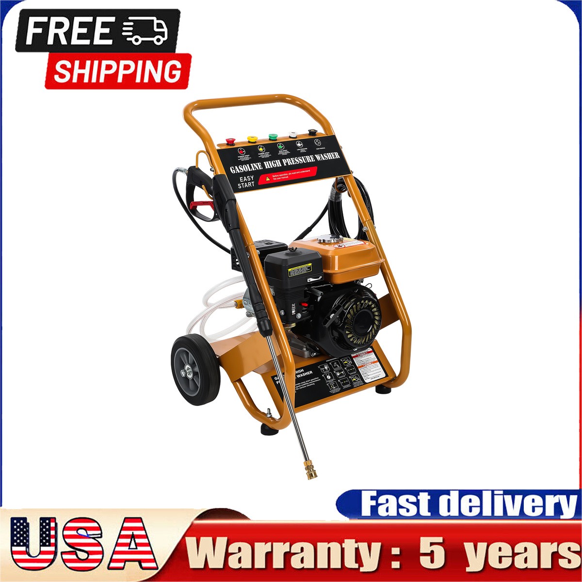 Cold Water Pressure Washer 3950 PSI 212cc 2.6 GPM With 0°/15°/25°/40° Nozzles