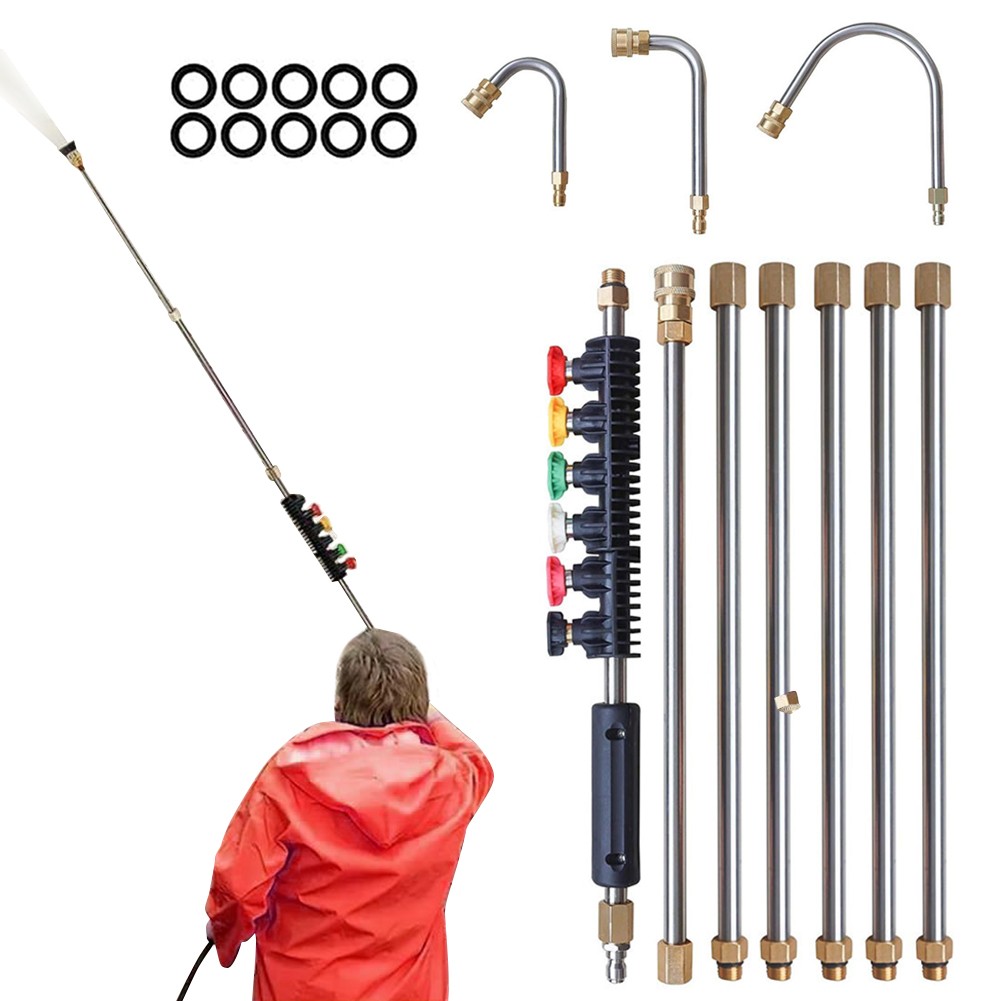 10Pcs High Pressure Washer Wand Set Water Gun Nozzle Extension Rods Set 4000PSI