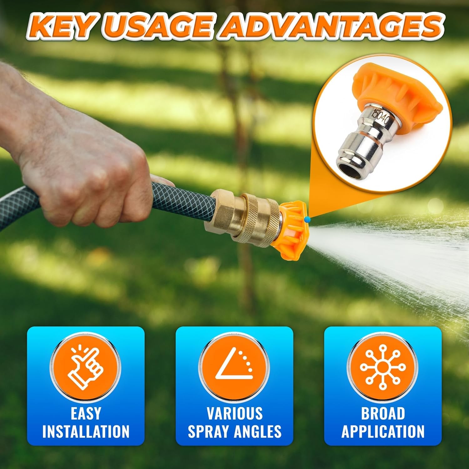 5PCS Pressure Washer Nozzle Tips – 1/4″ Quick Connect, 2700 PSI Spray Nozzles, 0