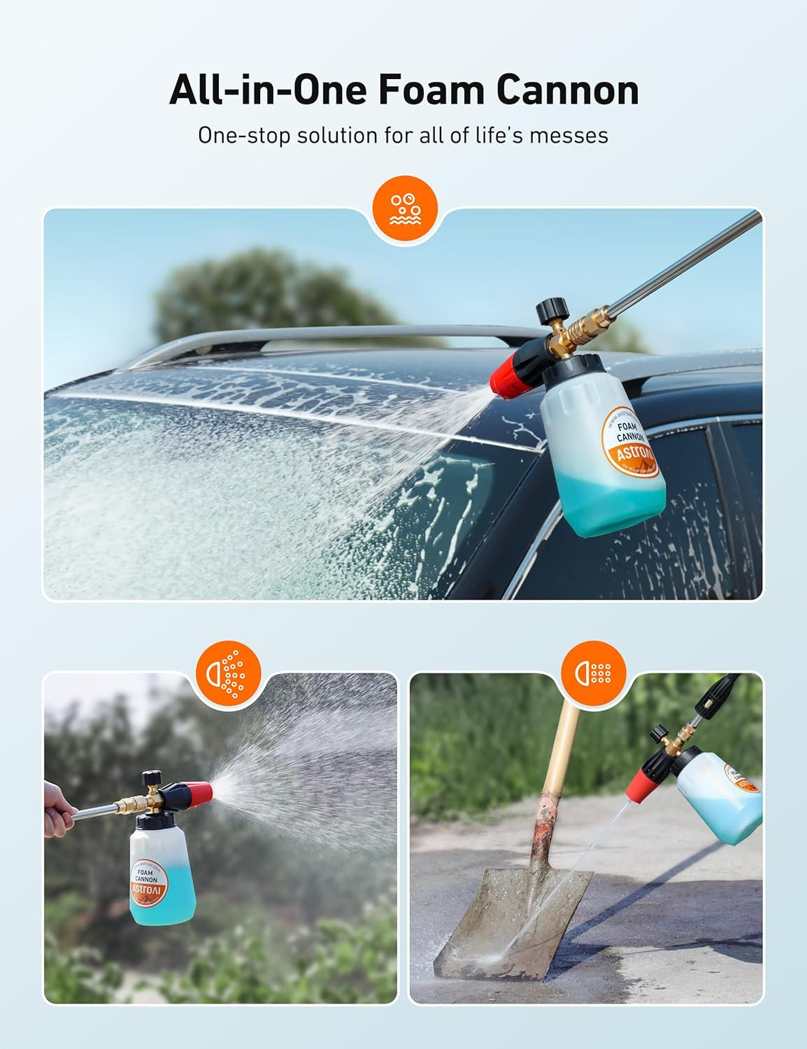 Foam Cannon, Heavy Duty Car Foam Blaster Wide Neck Adjustable Snow Foam Lance an