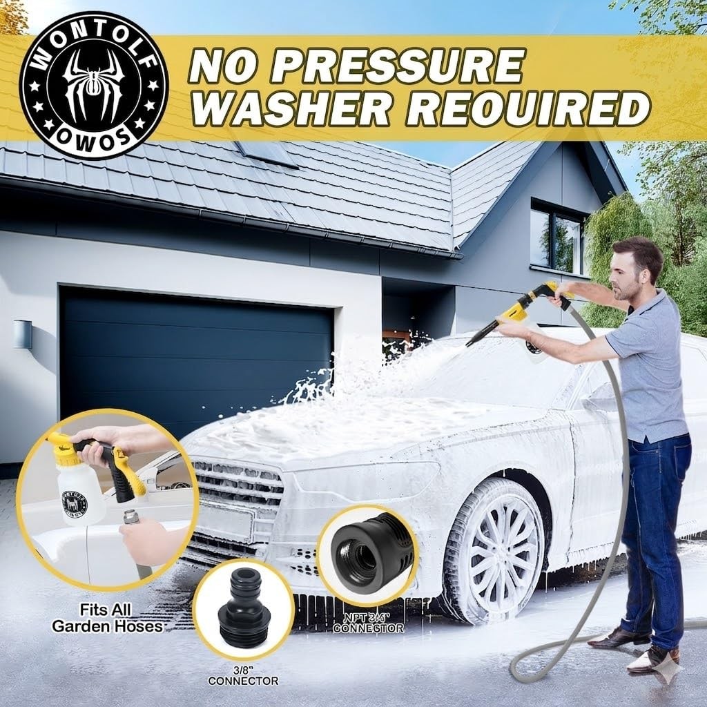 Wontolf Car Wash Foam Gun Foam Sprayer – Foam Cannon Garden Hose- Car Wash Ki…
