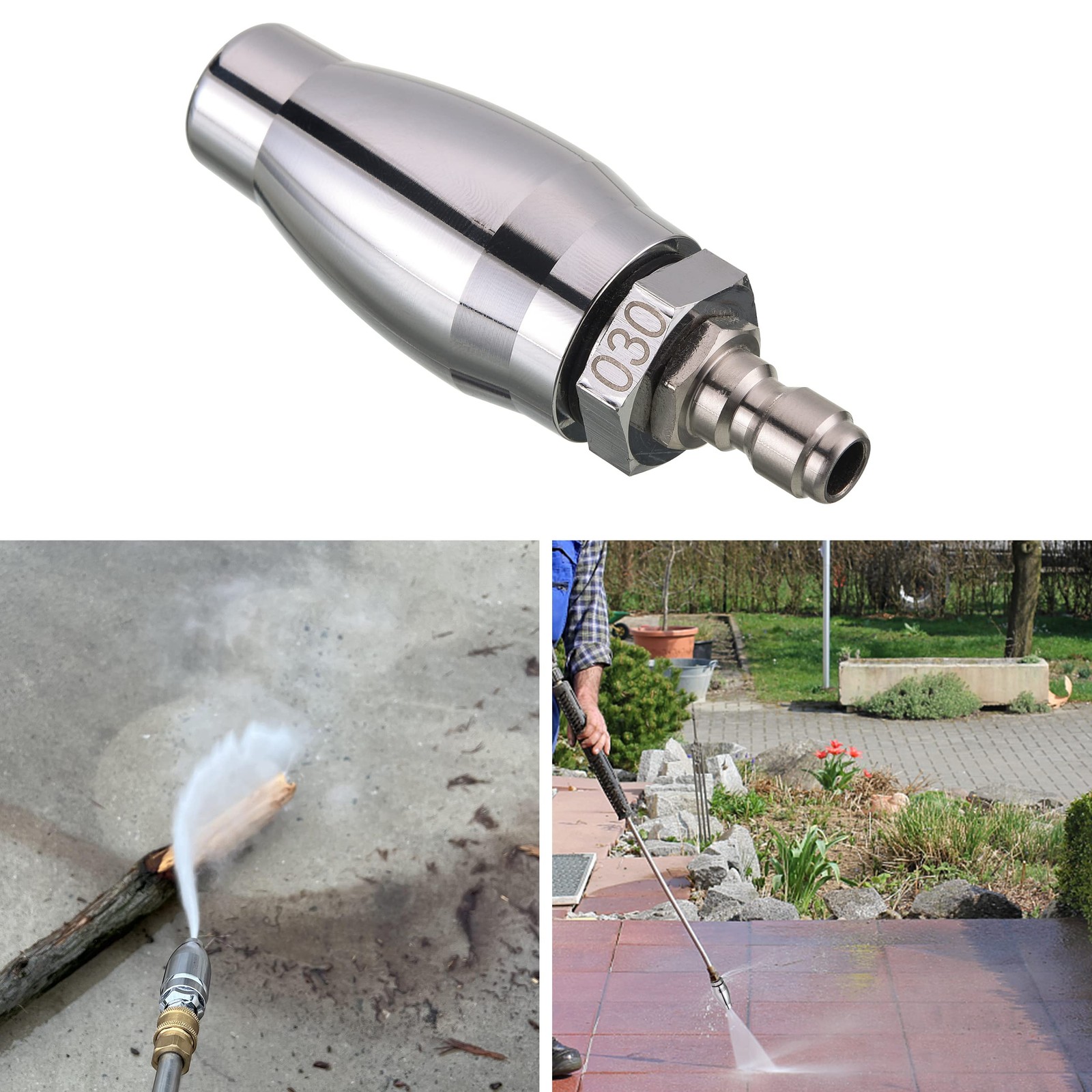 Turbo Nozzle Pressure Washer Rotating 1/4″ Quick Connect 7 Tips Holder 3600 PSI