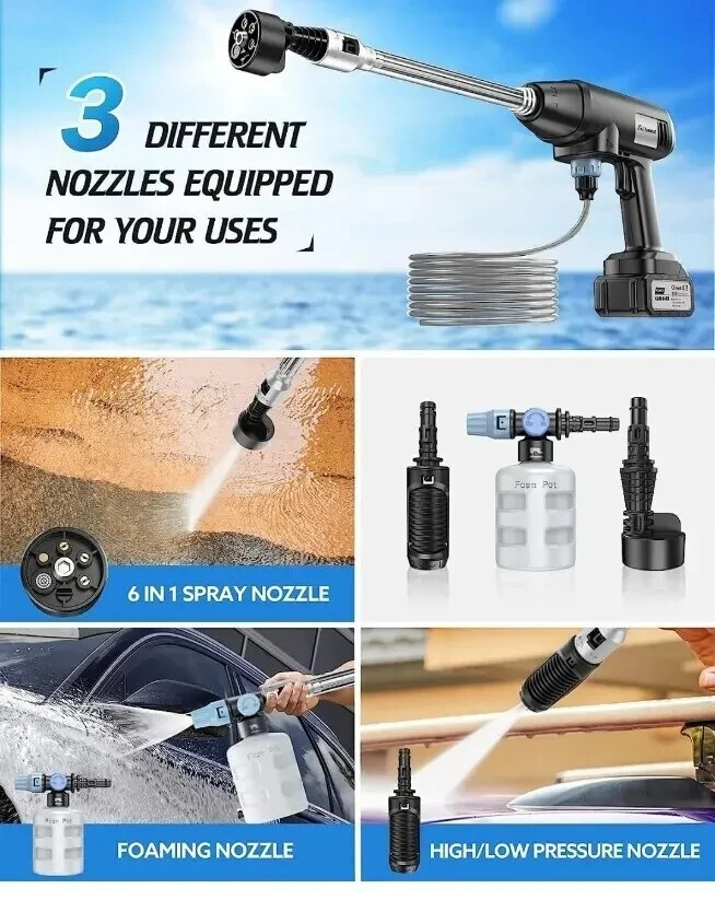 Aihand Cordless Pressure Washer, 652PSI Portable Power Cleaner with Rechargeable