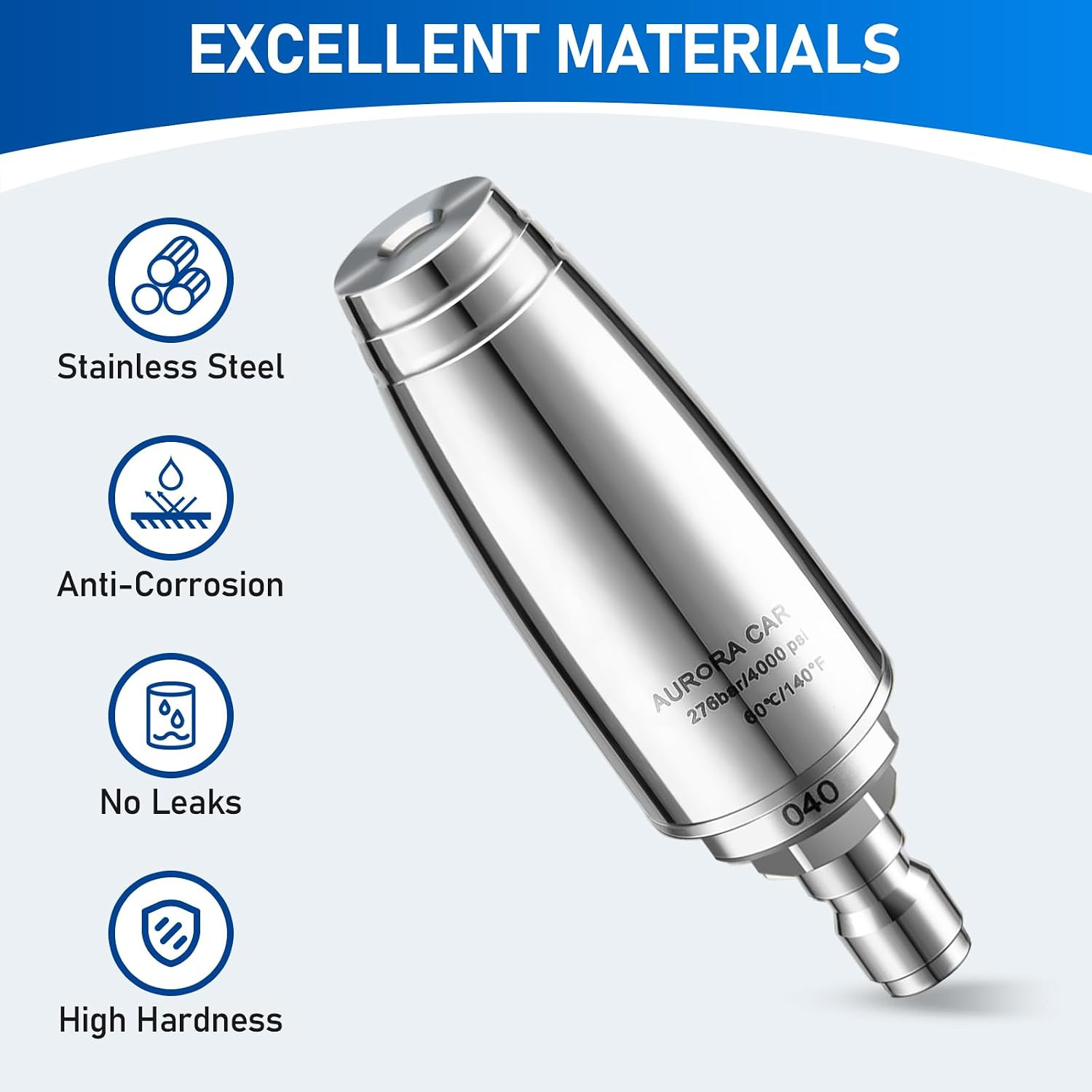 Stainless Steel Pressure Washer Tips Turbo Nozzle 4000 PSI Pressure Washer